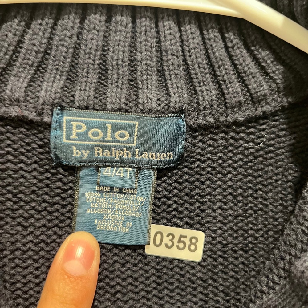 Polo Ralph Lauren Boys Navy Blue 1/4 Zip Cotton Knit Sweater Size 4/4T - Picture 2 of 6